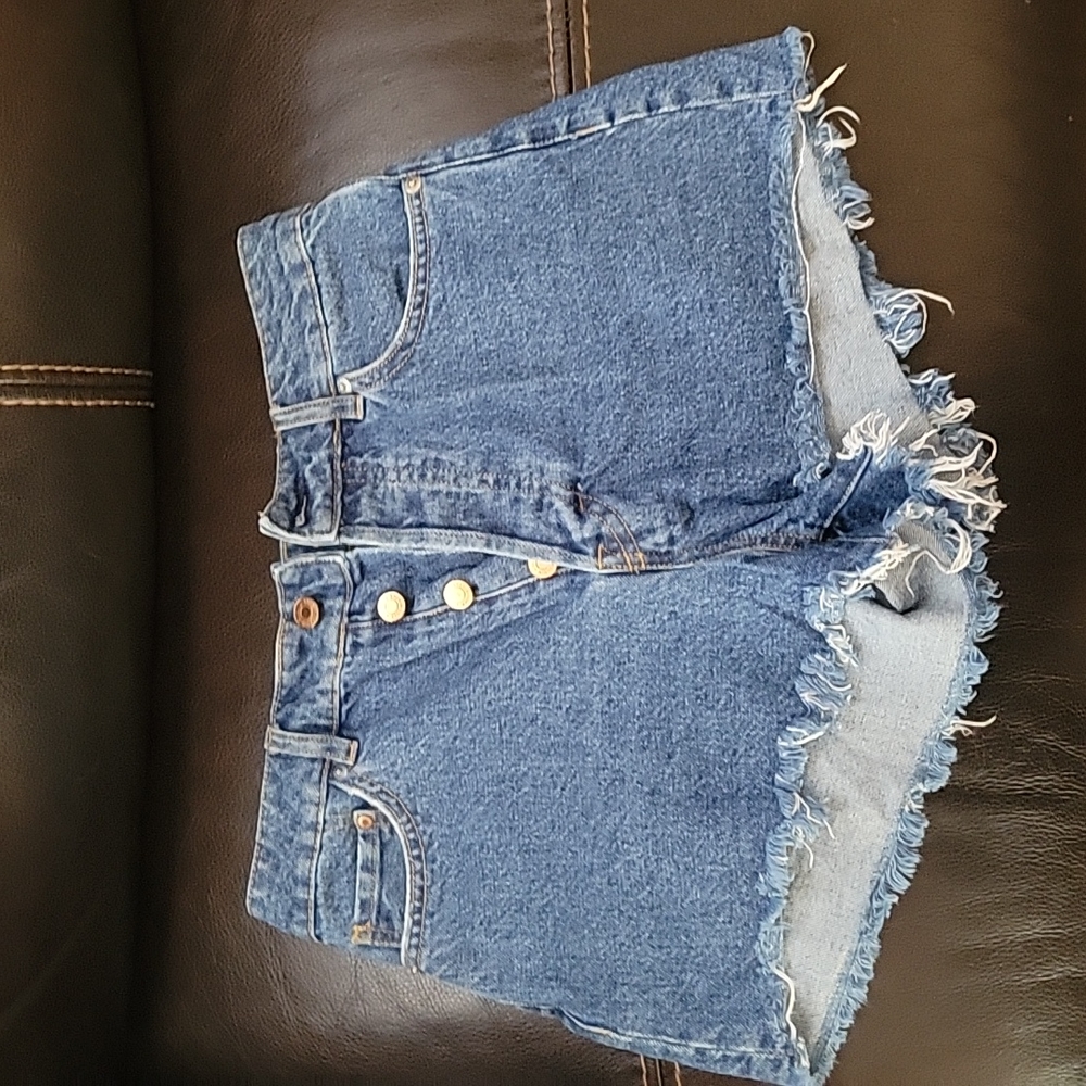 H&M High Waisted Dark Blue Jean Shorts